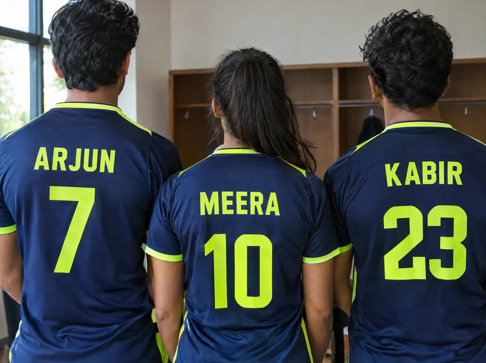 Names and numbers on the back
