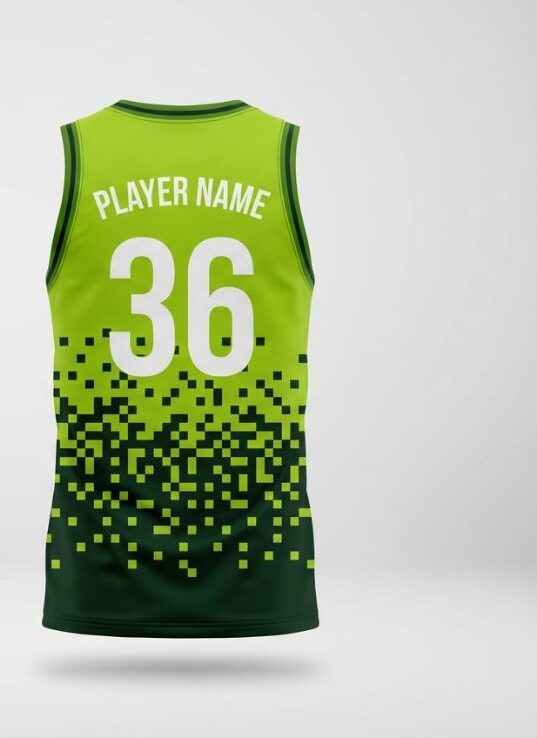 Lime Pixel Basketball Jersey, lime green, back