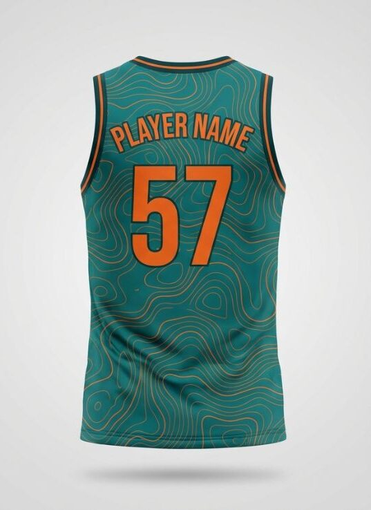 Teal Lines Basketball Jersey, teal, back