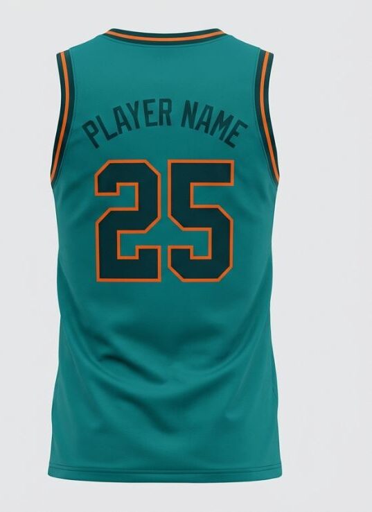 Teal Hoops Basketball Jersey, teal, back