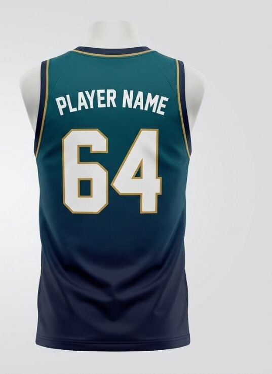 Peacock Dusk Basketball Jersey, peacock blue, back