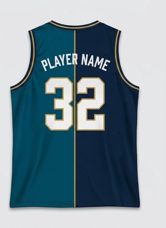 Peacock Half Basketball Jersey, peacock blue, back