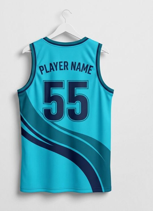 Cyan Crash Basketball Jersey, cyan, back
