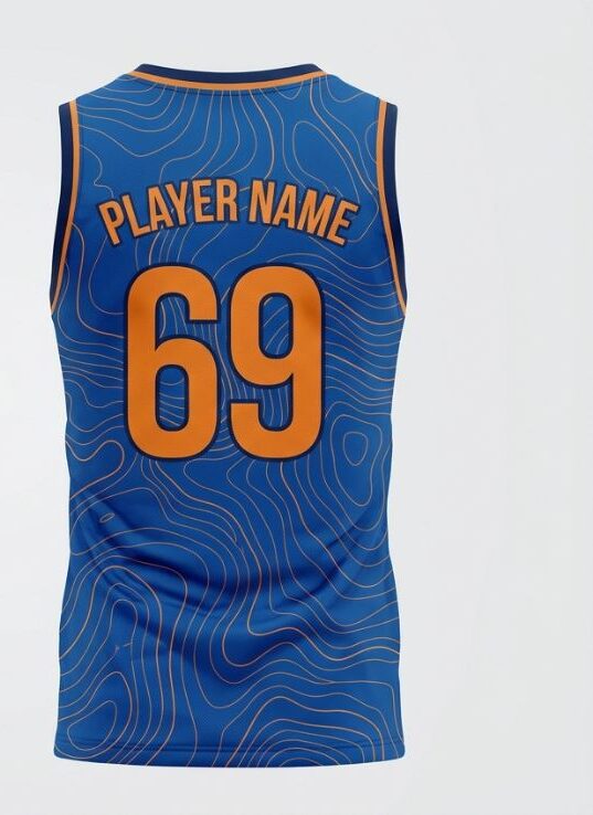 Azure Lines Basketball Jersey, azure blue, back