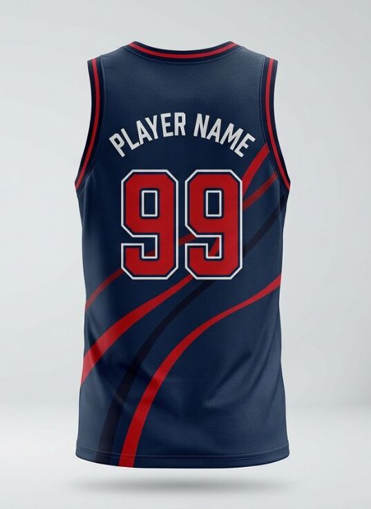 Navy Flow Basketball Jersey, navy blue, back