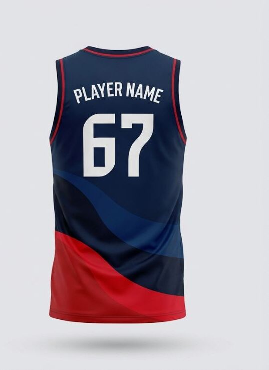Navy Crash Basketball Jersey, navy blue, back