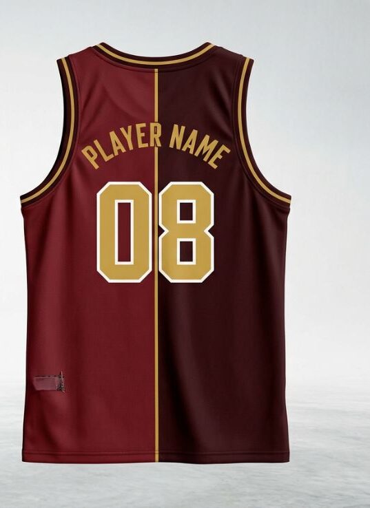 Maroon Half Basketball Jersey, maroon, back