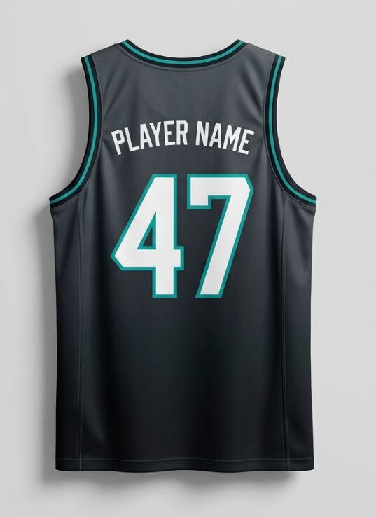 Charcoal Lightning Basketball Jersey, charcoal grey, back