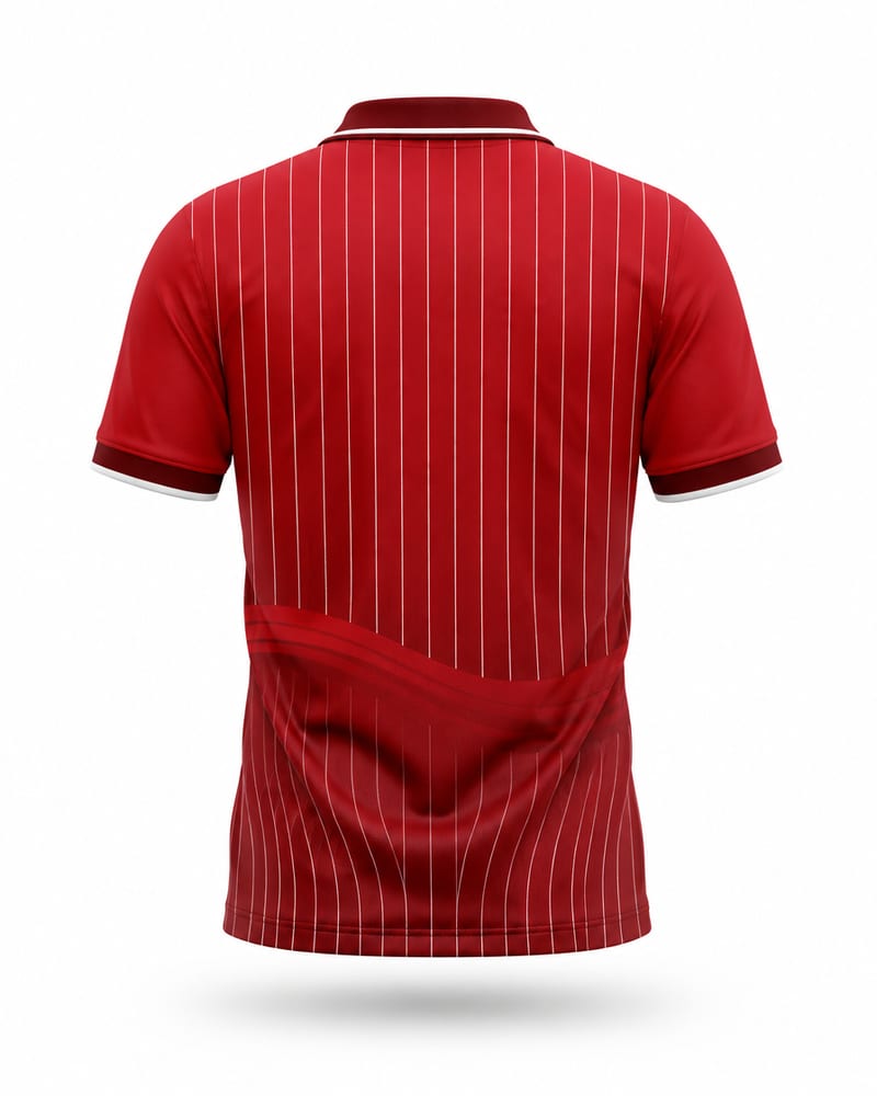 Scarlet Pinstripe Cricket Jersey, scarlet red, back