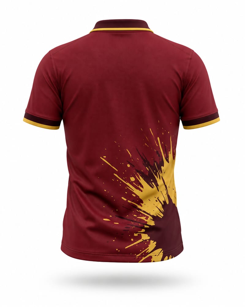 Maroon Splash Cricket Jersey, maroon, back