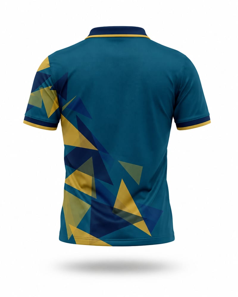Peacock Shard Cricket Jersey, peacock blue, back