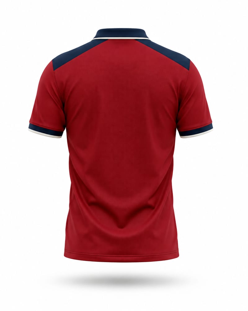 Crimson Sash Cricket Jersey, crimson red, back