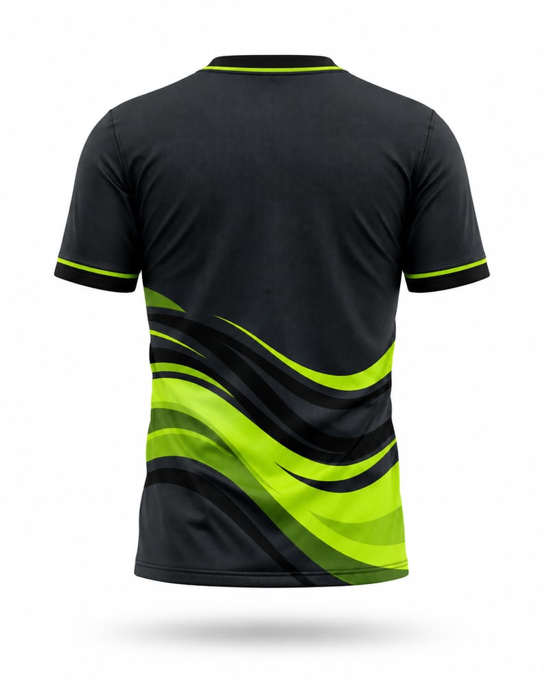 Nightvolt Monsoon Cricket Jersey, black and neon yellow, back