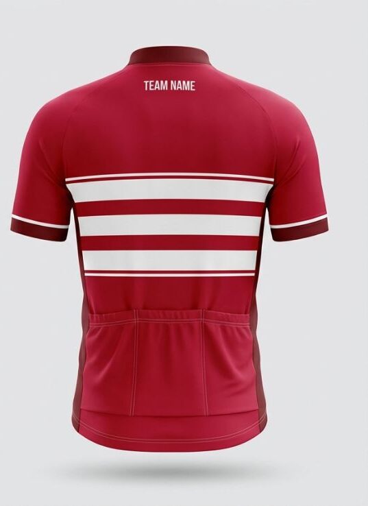 Scarlet Hoops Cycling Jersey, scarlet red, back