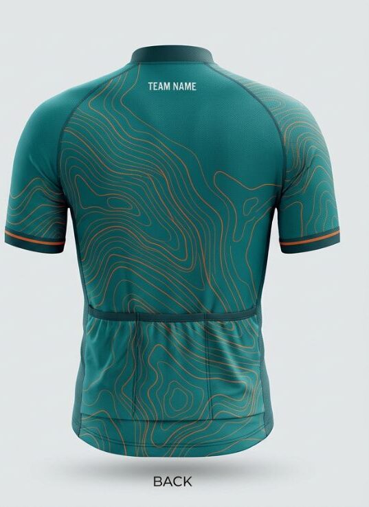 Teal Topo Cycling Jersey, teal, back