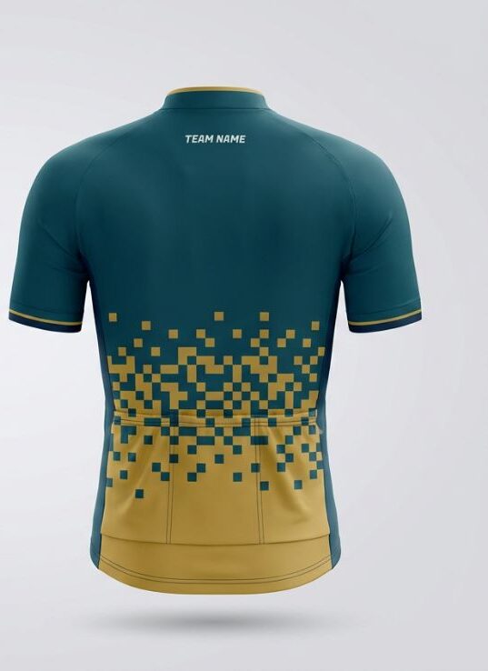 Cyan Pixel Cycling Jersey, cyan, back