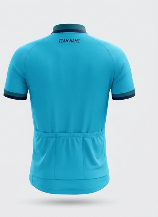 Cyan Chevron Cycling Jersey, cyan, back