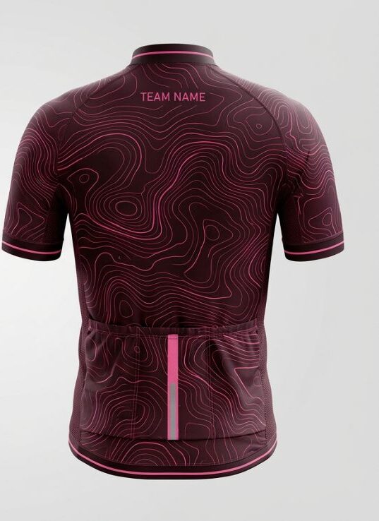 Magenta Topo Cycling Jersey, magenta, back