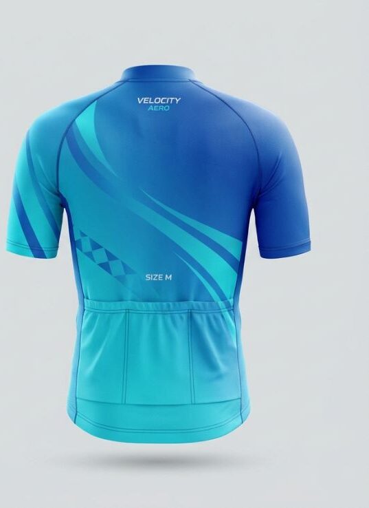 Velocity Blue Cycling Jersey, blue, back