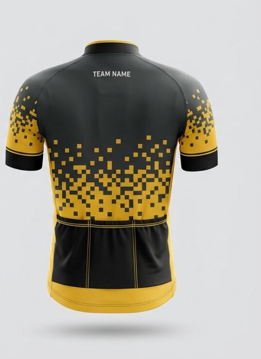Charcoal Pixel Cycling Jersey, charcoal grey, back