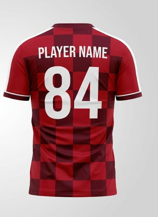 Scarlet Checker Soccer Jersey, scarlet red, back