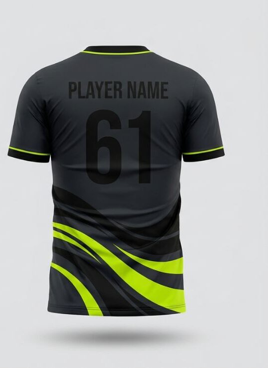 Nightvolt Wave Soccer Jersey, black and neon yellow, back