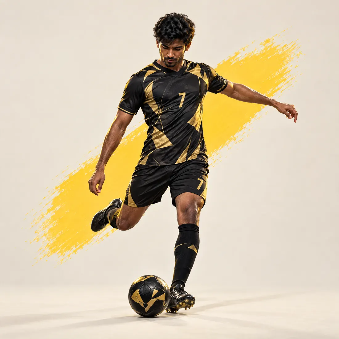 Player in a custom black football jersey