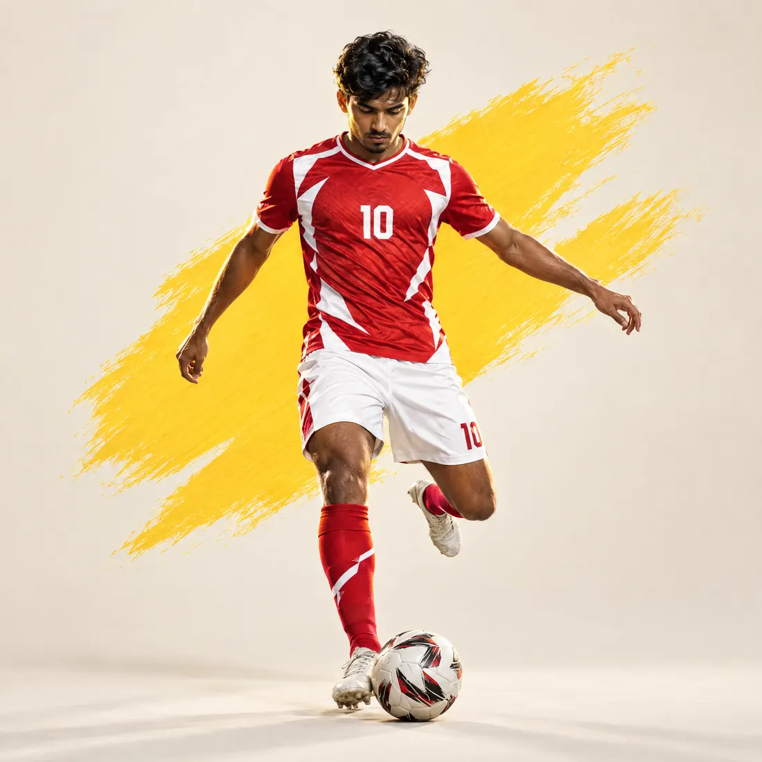 Player in a custom red football jersey