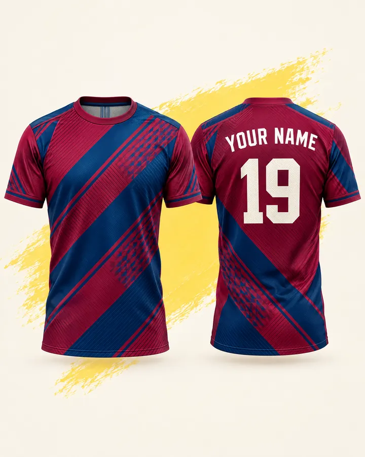 Barcelona fan jersey design, Senyera Retro (Classic stripes), front and back