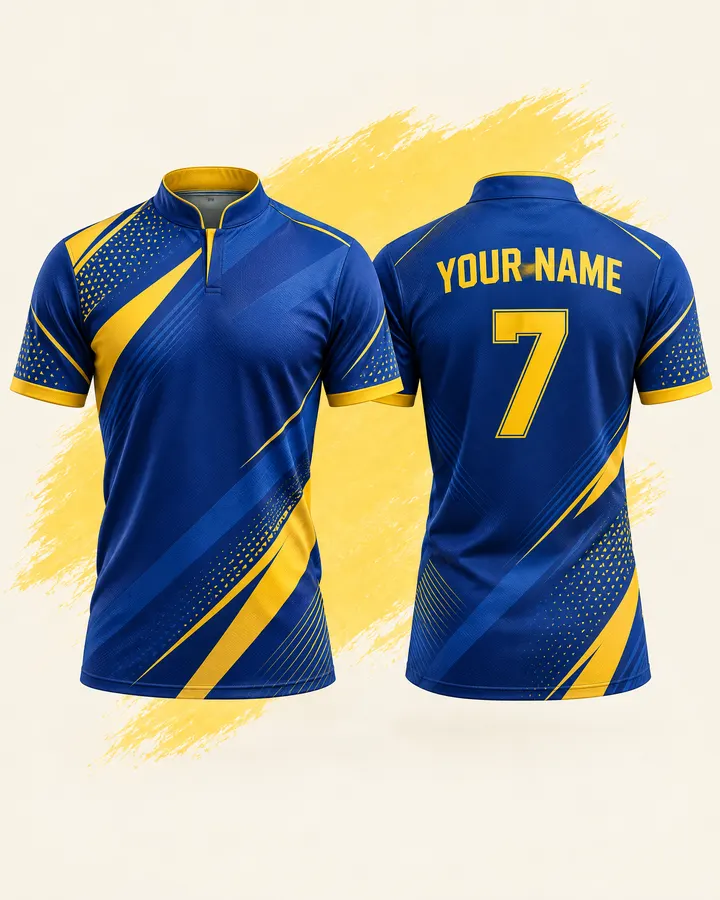 CSK fan jersey design, Blue Trim (Away accent), front and back