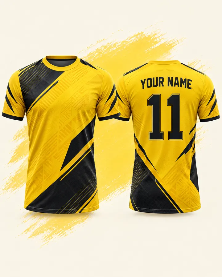 ISL fan jersey design, Kerala Blasters (Yellow), front and back