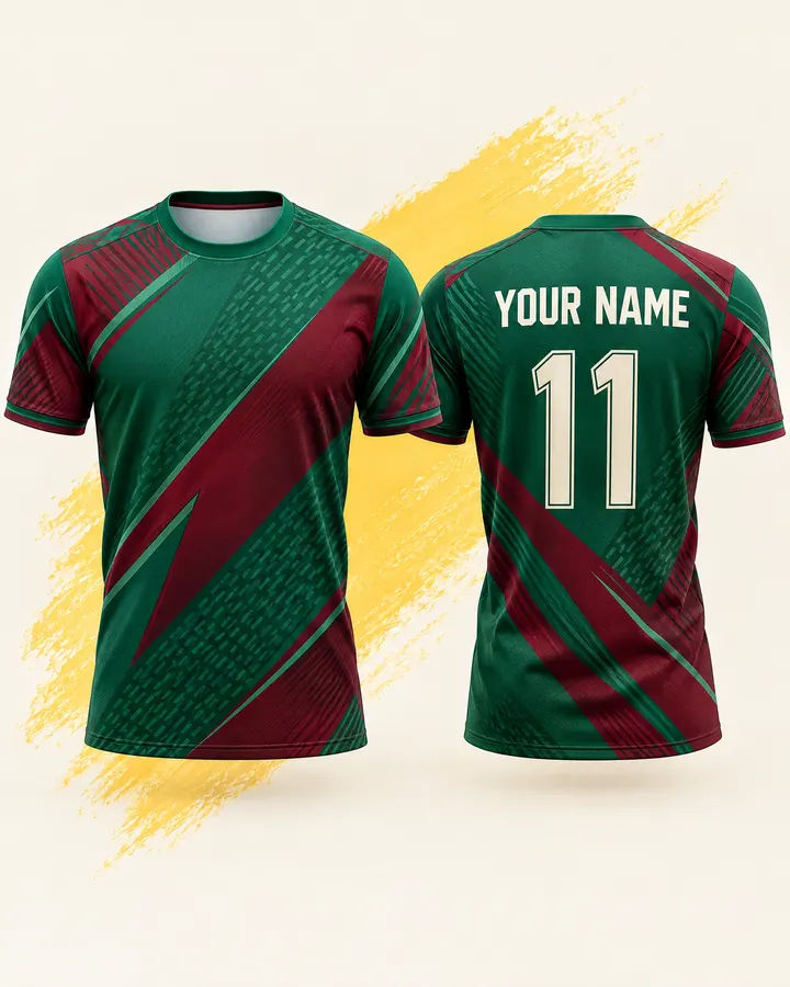 ISL fan jersey design, Mohun Bagan (Green & maroon), front and back