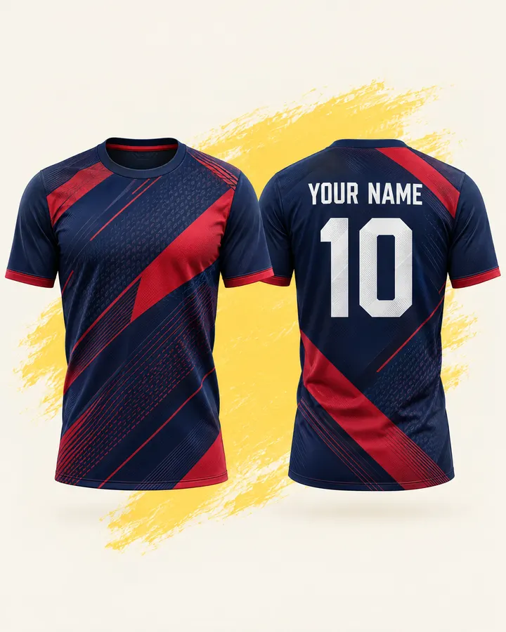 Messi fan jersey design, PSG (Navy & red), front and back
