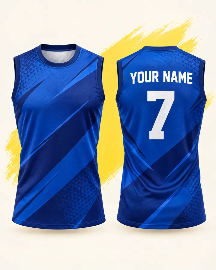 Pro Kabaddi fan jersey design, Blue (Team blue), front and back