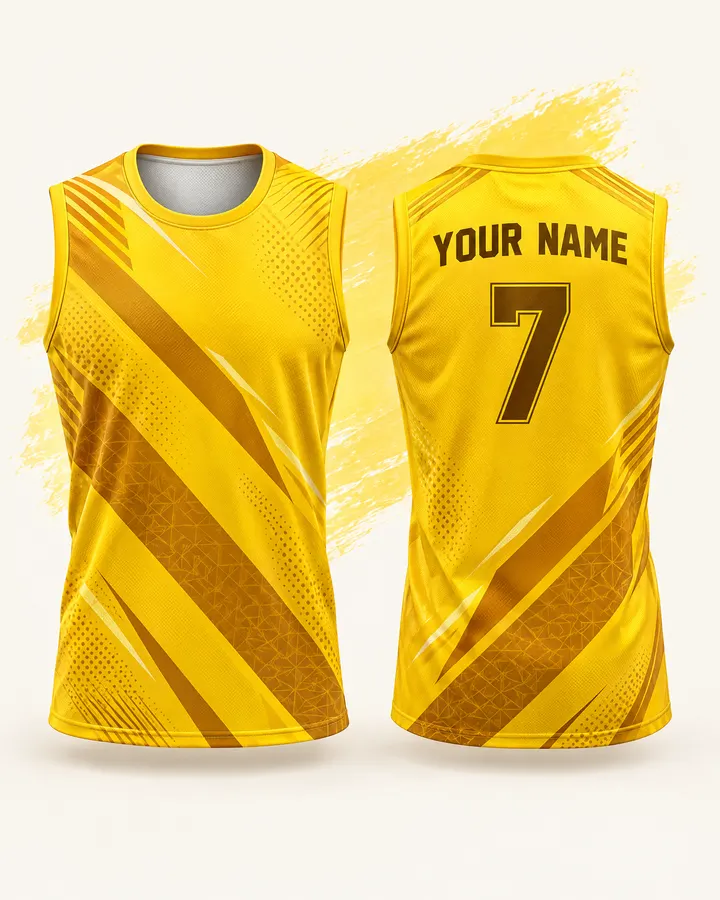 Pro Kabaddi fan jersey design, Yellow (Bright), front and back
