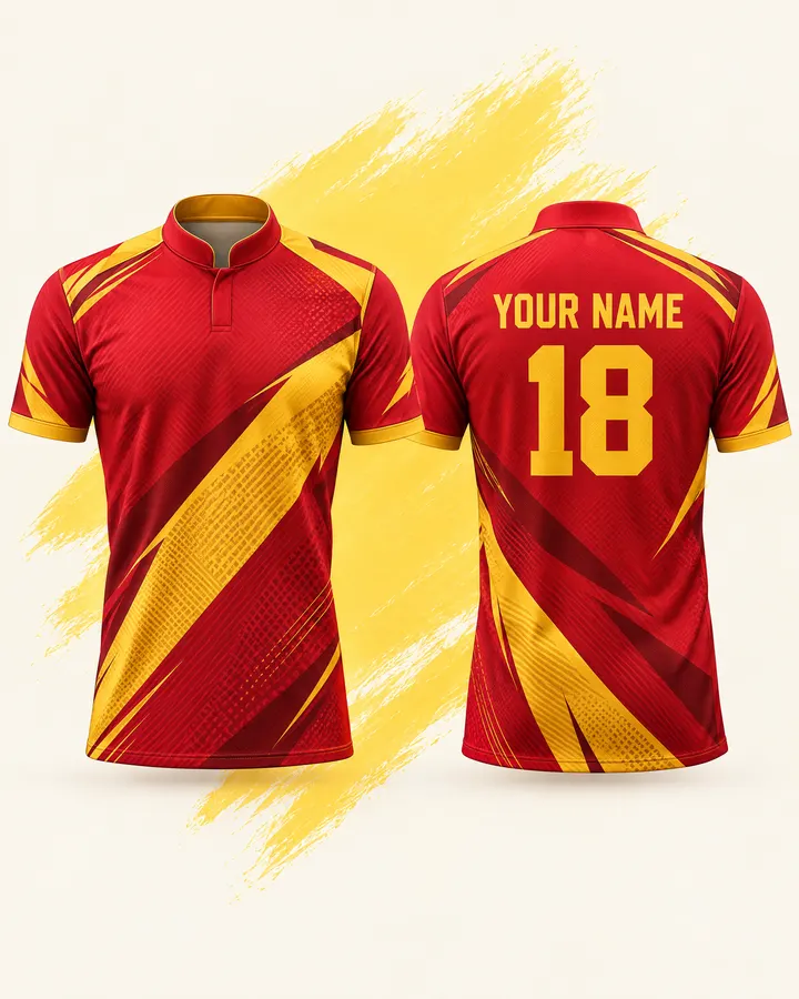 RCB fan jersey design, 2008 Debut (Red & golden-yellow), front and back