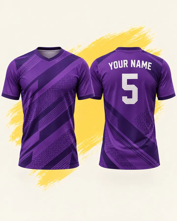Real Madrid fan jersey design, Purple Retro (Classic away), front and back