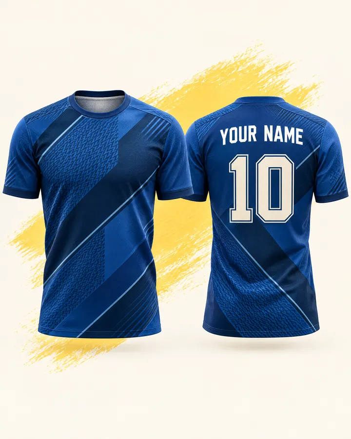 Retro Football fan jersey design, Retro Blue (Vintage blue), front and back