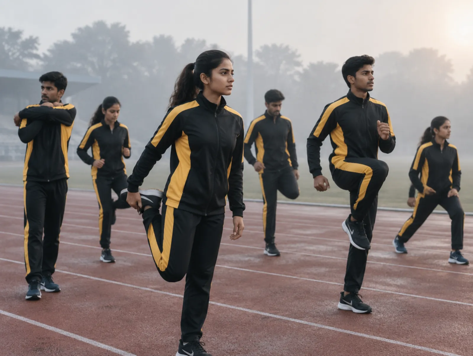 Squad in matching custom tracksuits