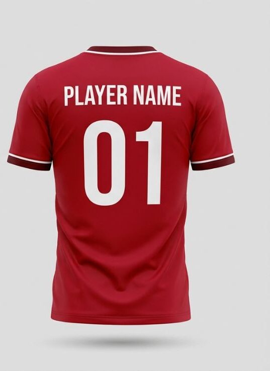 Scarlet Hoops Badminton Jersey, scarlet red, back