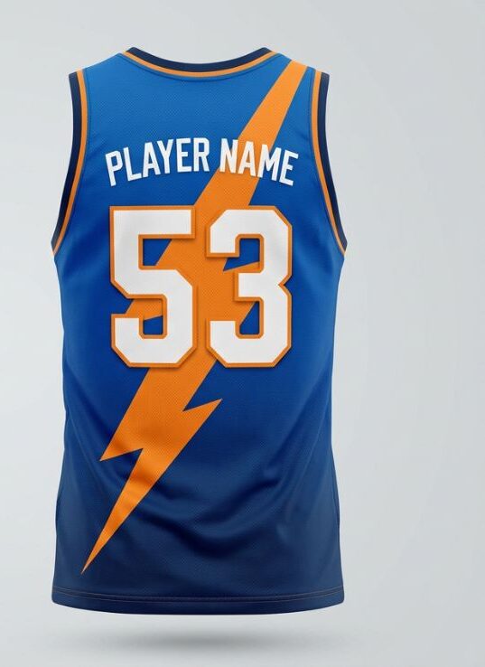 Azure Volt Basketball Jersey, azure blue, back