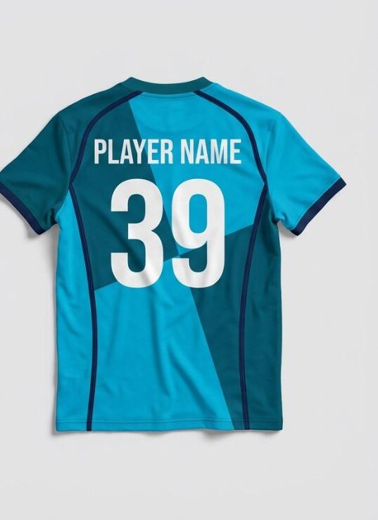 Cyan Block Volleyball Jersey, cyan, back