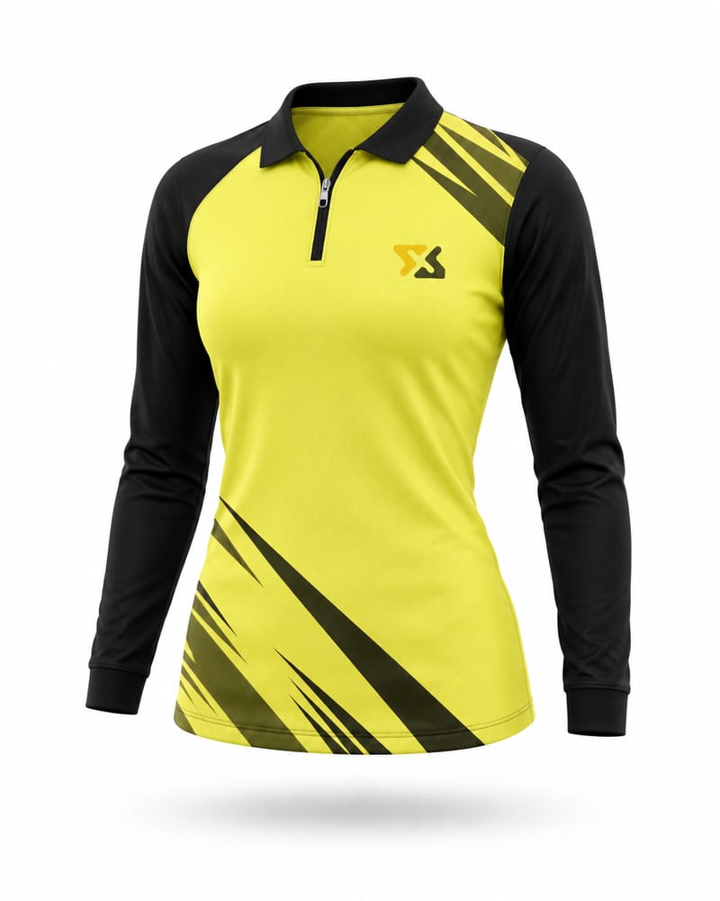 Women’s Custom Bikers Jersey: Zip Polo, Full Sleeve, Raglan