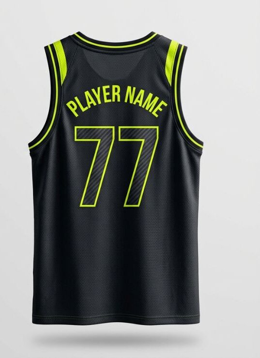 Nightvolt Carbon Basketball Jersey, black and neon yellow, back