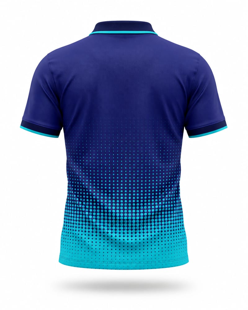 Indigo Halftone Cricket Jersey, indigo, back
