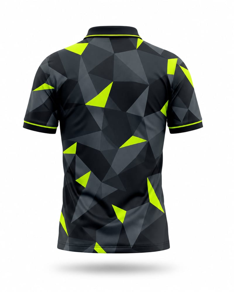 Nightvolt Geo Cricket Jersey, black and neon yellow, back