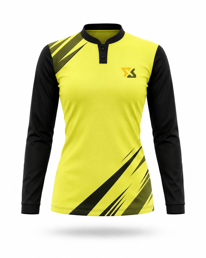 Women's Custom Cricket Jersey: Mandarin Collar, Full Sleeve, front