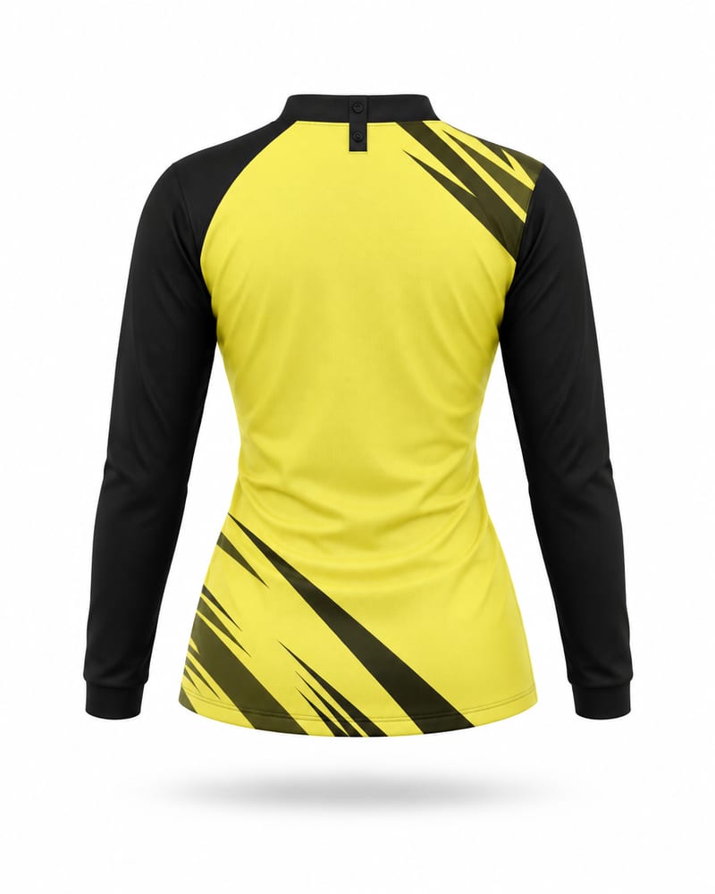 Women's Custom Cricket Jersey: Mandarin Collar, Full Sleeve, Raglan, back