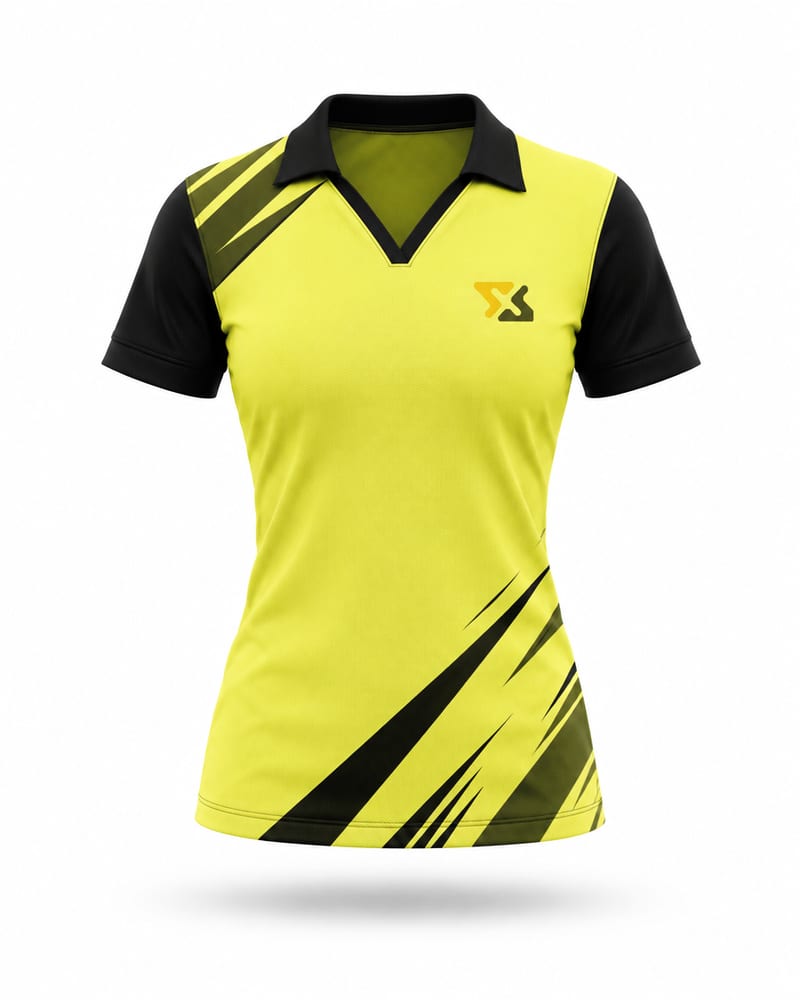Women's Custom Cricket Jersey: V Neck Polo, Half Sleeve, front