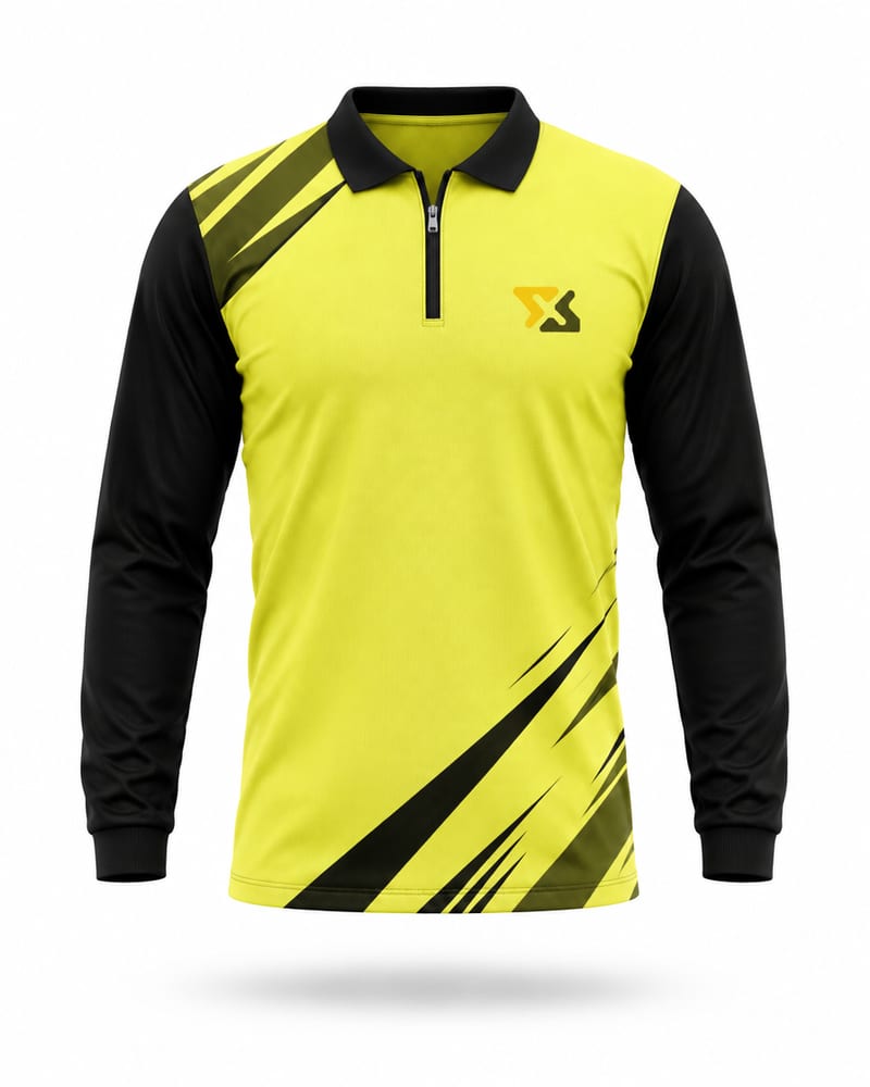 Kids Custom Cricket Jersey: Zip Polo, Full Sleeve, front